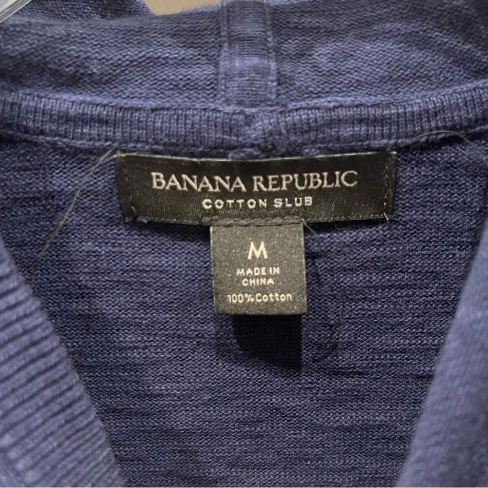 AR:  Banana Republic Mens Medium Hoodie Sweater 100% Cotton Slub Blue
